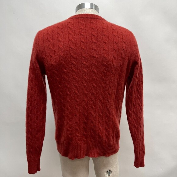 TJX Europe Men’s 100% Cashmere Sweater Small Medium Large Burnt Orange Cable - Picture 5 of 8